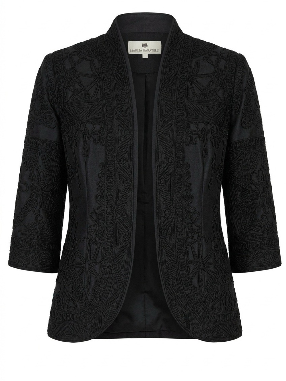 Marisa Baratelli Black Embroidered Open-Front Jacket